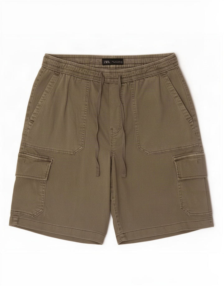 Męskie spodenki cargo Zara, małe, W30, bawełna khaki