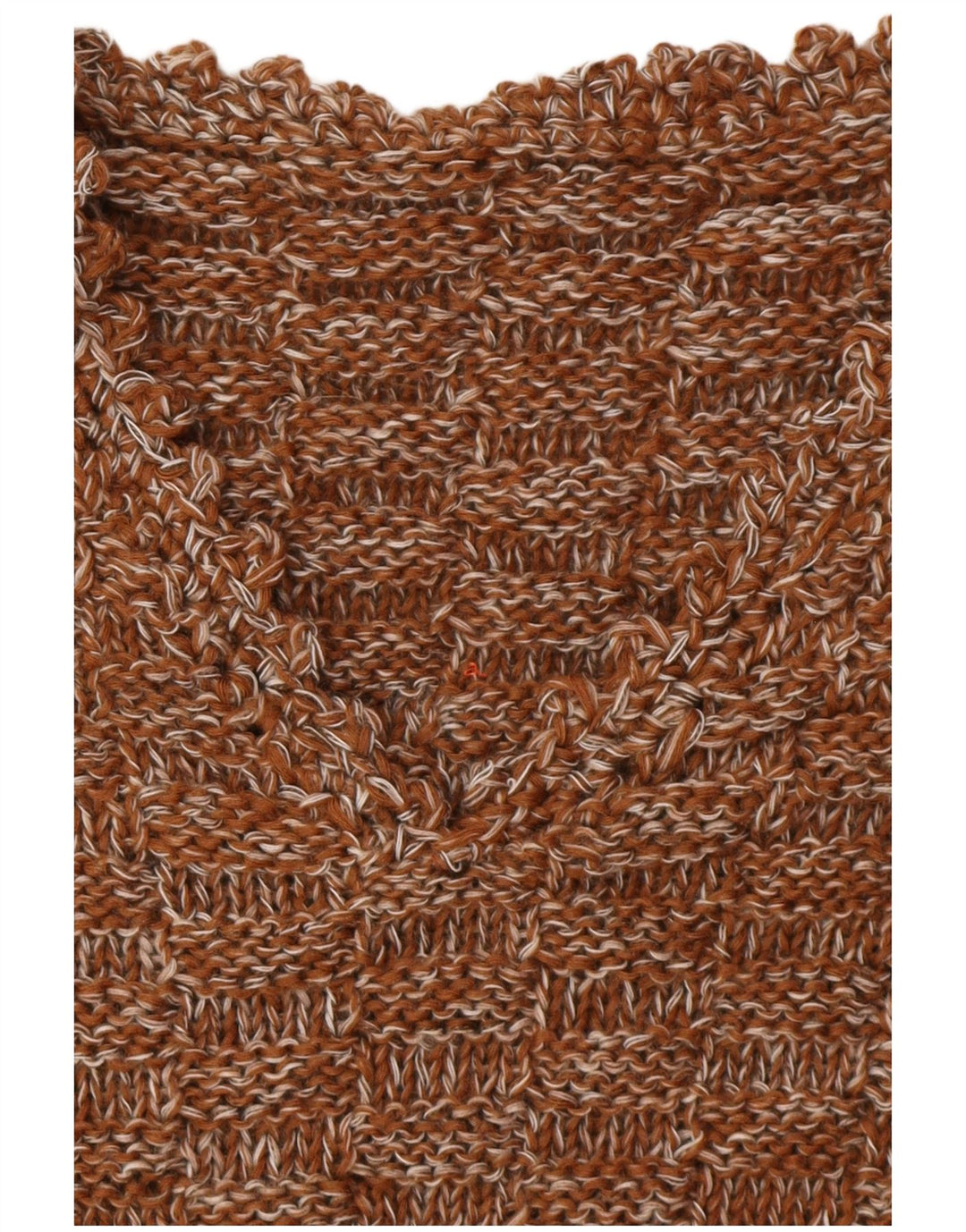 Sweter damski VINTAGE z dekoltem w kształcie litery V, UK 16, duży, brązowy, nakrapiany