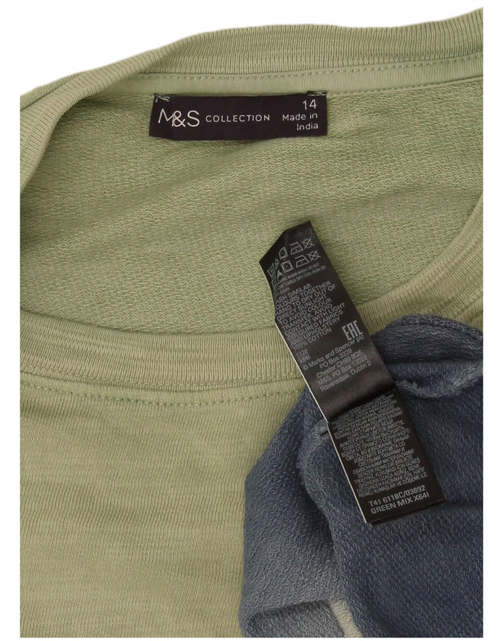 Damska bluza dresowa Marks & Spencer UK 14, duża, zielona, z blokami kolorów