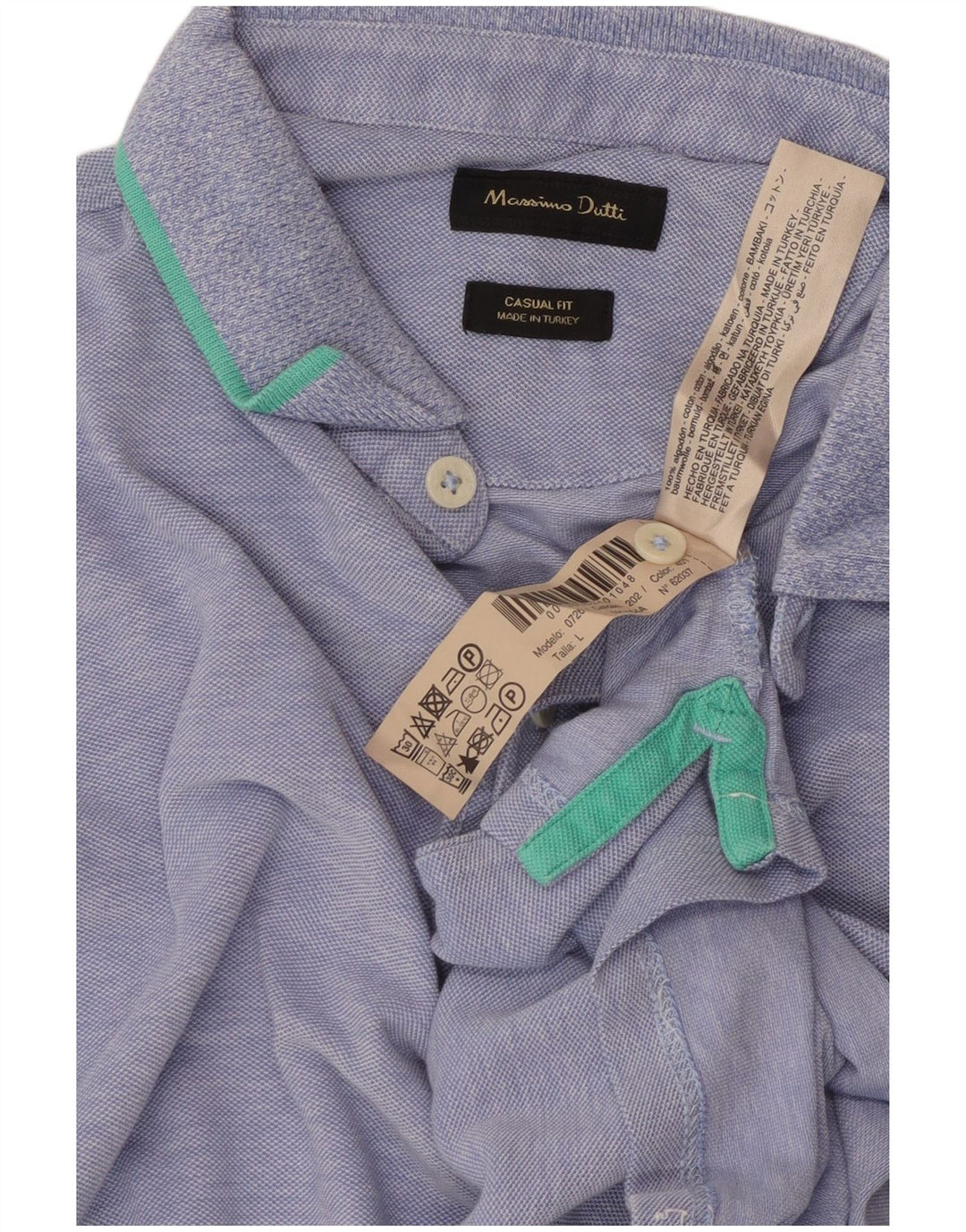 Męska koszulka polo Massimo Dutti o swobodnym kroju, duża, niebieska, bawełniana