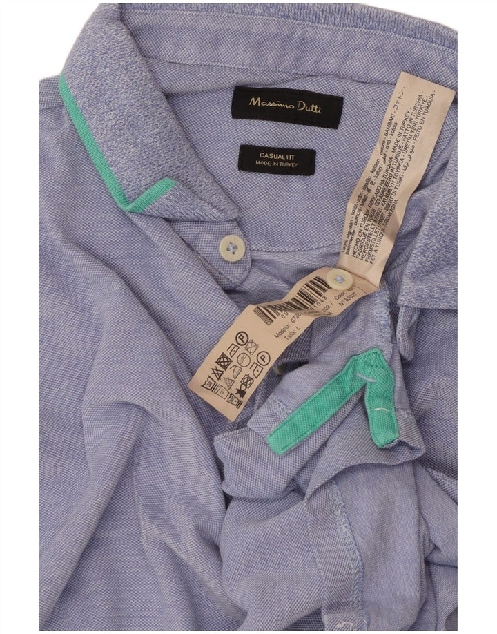 Męska koszulka polo Massimo Dutti o swobodnym kroju, duża, niebieska, bawełniana