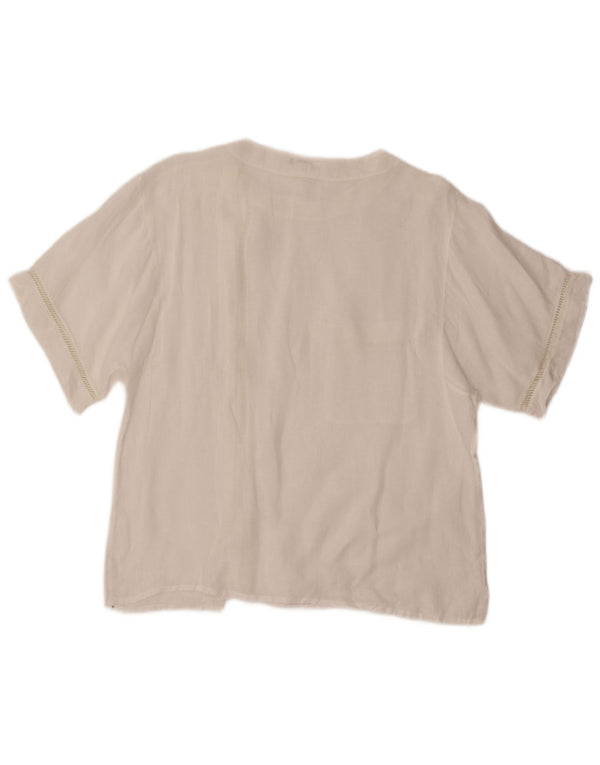 Damska bluzka koszulowa z krótkim rękawem VINTAGE IT 48 XL Biała