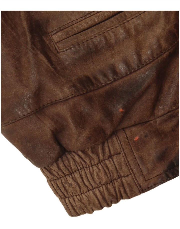 Vintage męska skórzana kamizelka IT 50 duża brązowa skóra