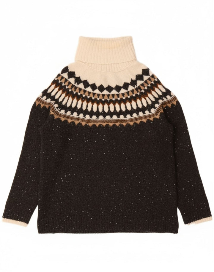 Marks & Spencer Damski sweter z golfem UK 10 Small Grey Fair Isle