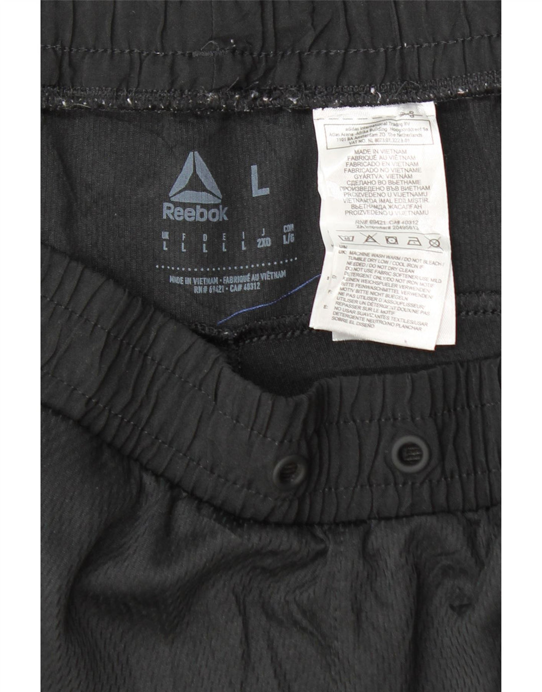 Męskie spodnie dresowe REEBOK, duże, czarne, poliestrowe