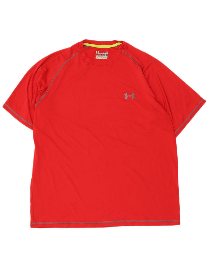 Męski T-shirt UNDER ARMOUR Heat Gear, duży, czerwony, poliestrowy