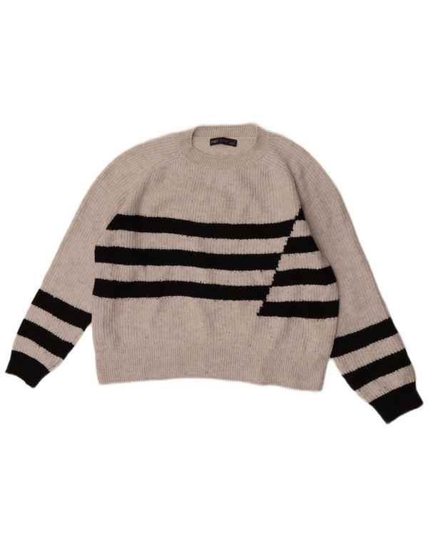 Marks & Spencer Damski sweter z okrągłym dekoltem UK 14 w średnie szare paski
