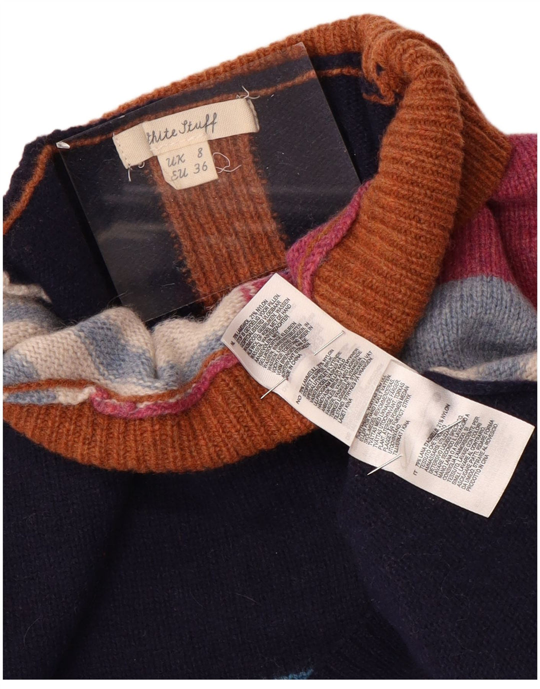 WHITE STUFF Damski sweter z golfem UK 8, mały, wielokolorowy