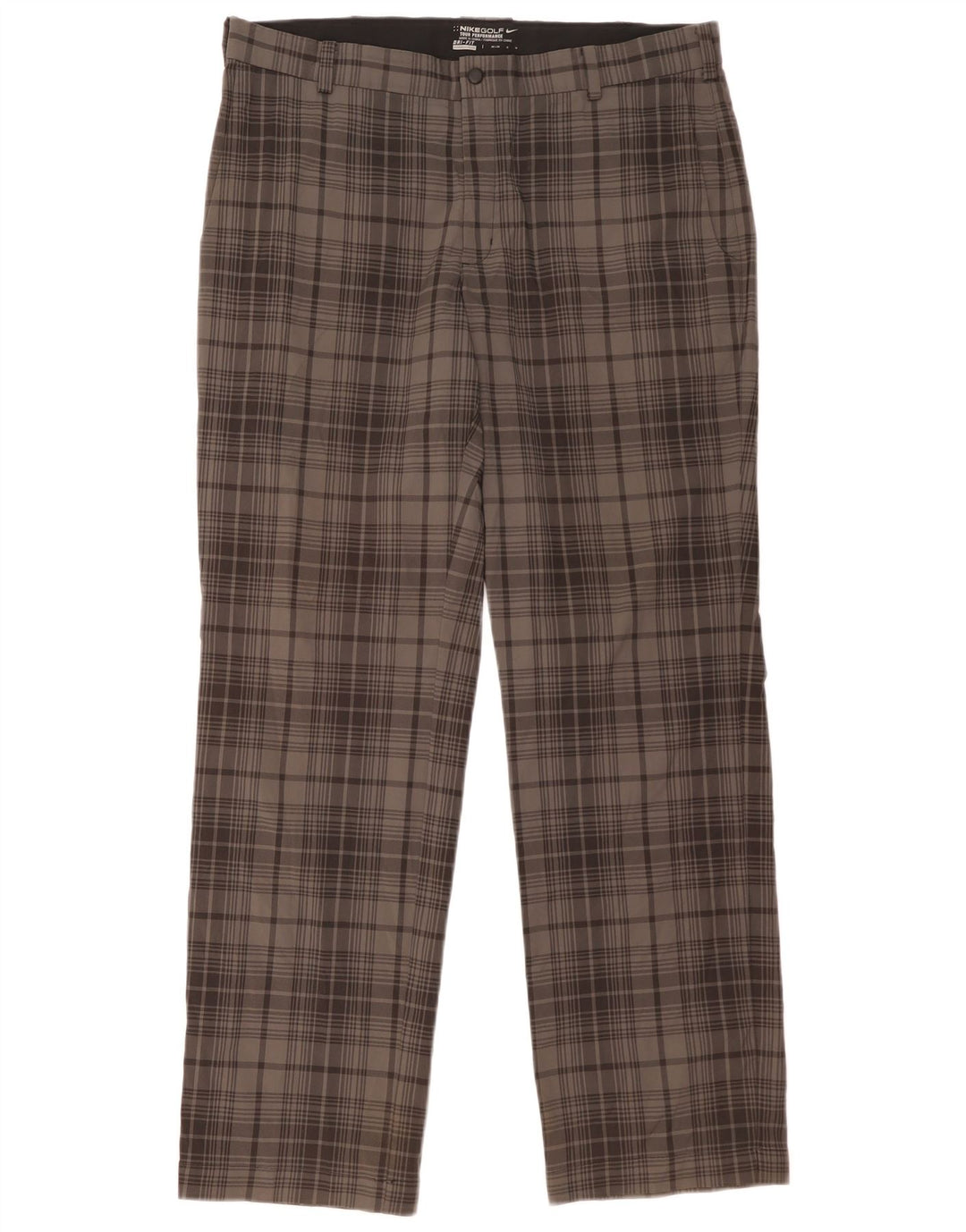 Męskie spodnie typu chino NIKE Dri Fit W36 L32 Szary poliester w kratę