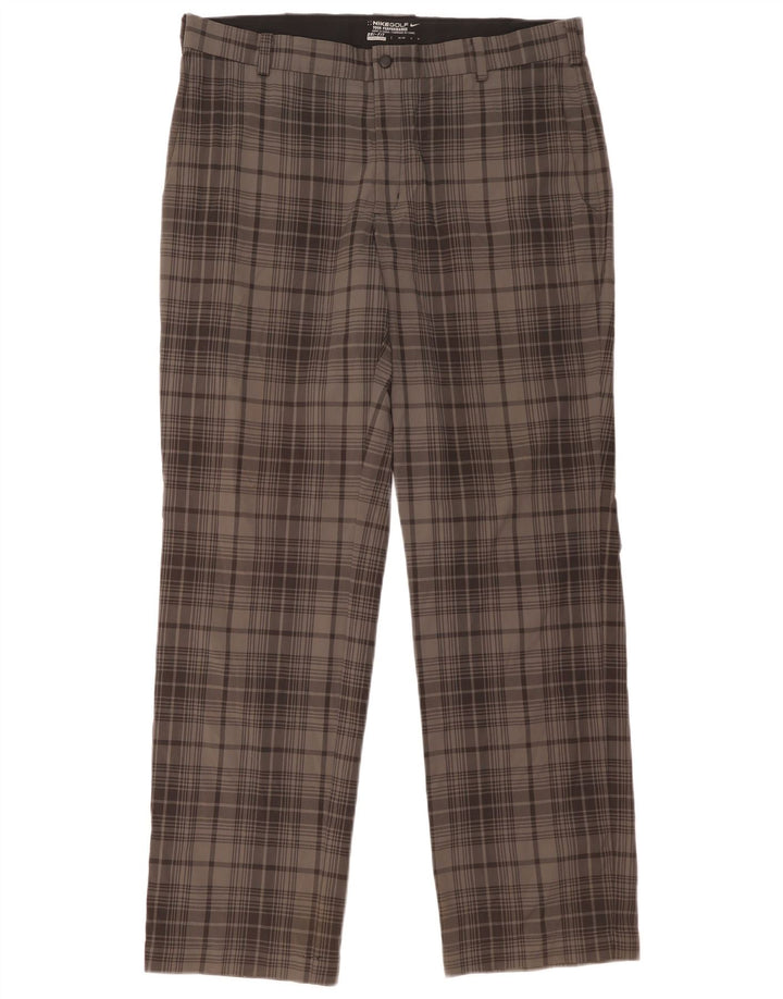 Męskie spodnie typu chino NIKE Dri Fit W36 L32 Szary poliester w kratę