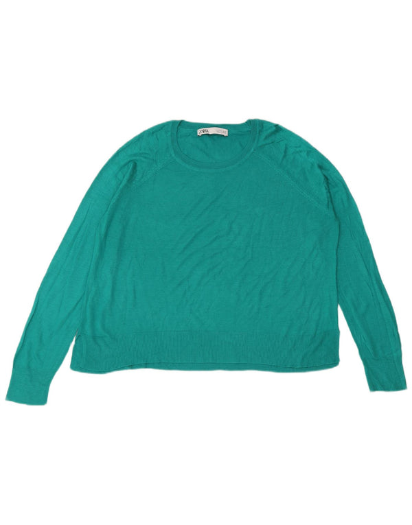 Damski sweter oversize z dekoltem w łódkę Zara UK 10 Small Green