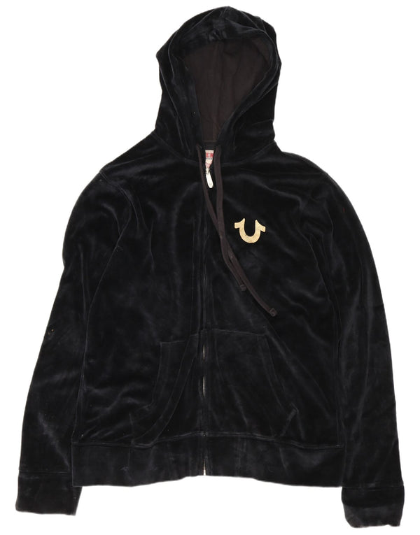 Damski sweter z kapturem i zamkiem True Religion UK 18 XL, czarna bawełna