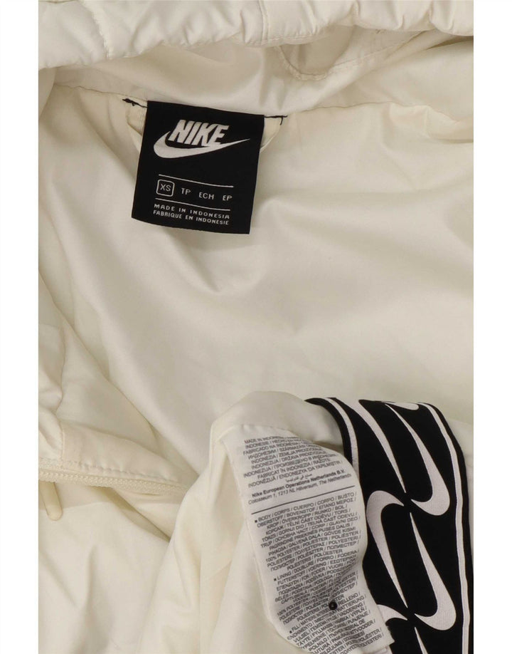 Damski ocieplany płaszcz z kapturem i kapturem Nike UK 6 XS, biały poliester