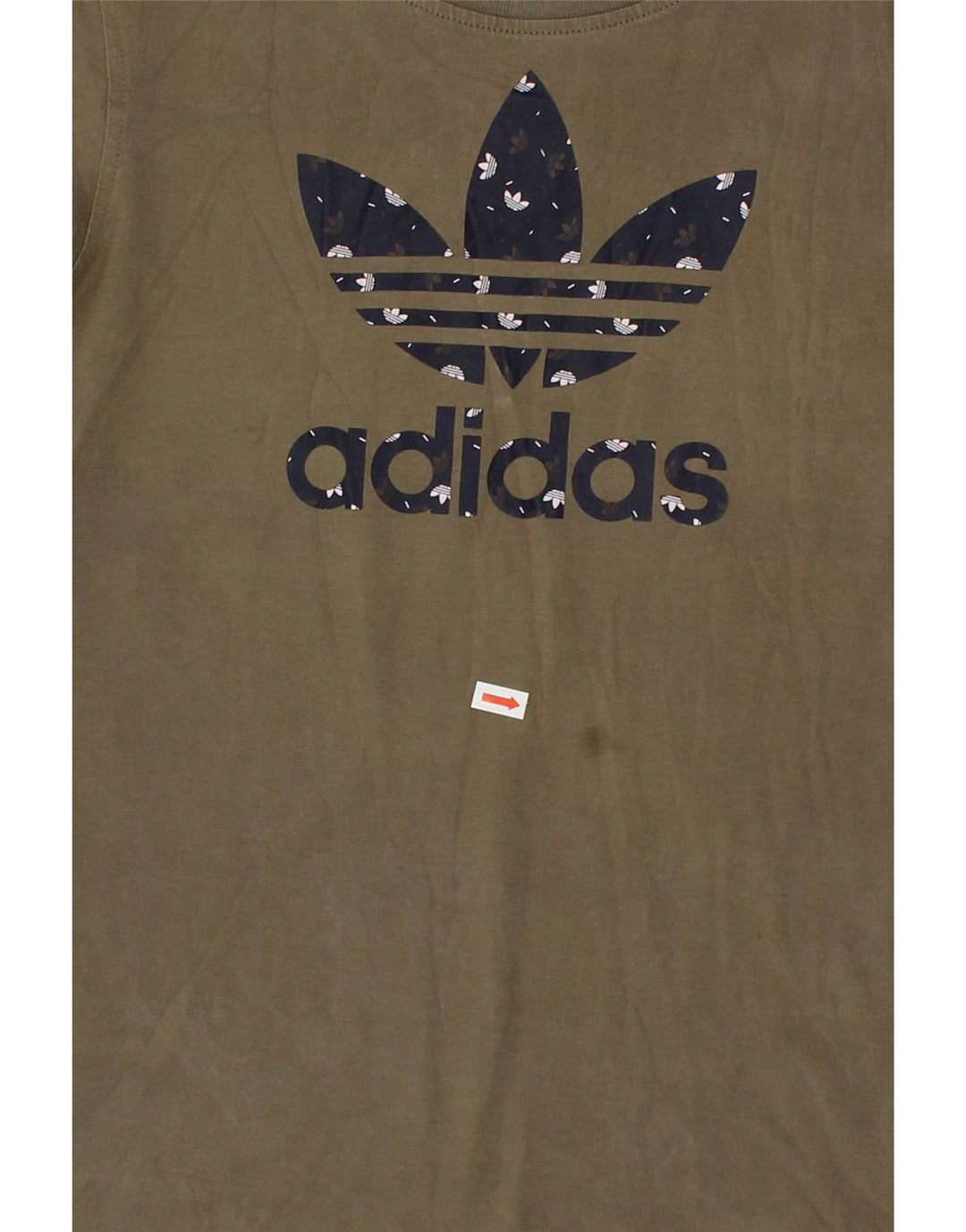 ADIDAS Womens Graphic T-Shirt Top EU 38 Medium Khaki Cotton Vintage Adidas and Second-Hand Adidas from Messina Hembry 