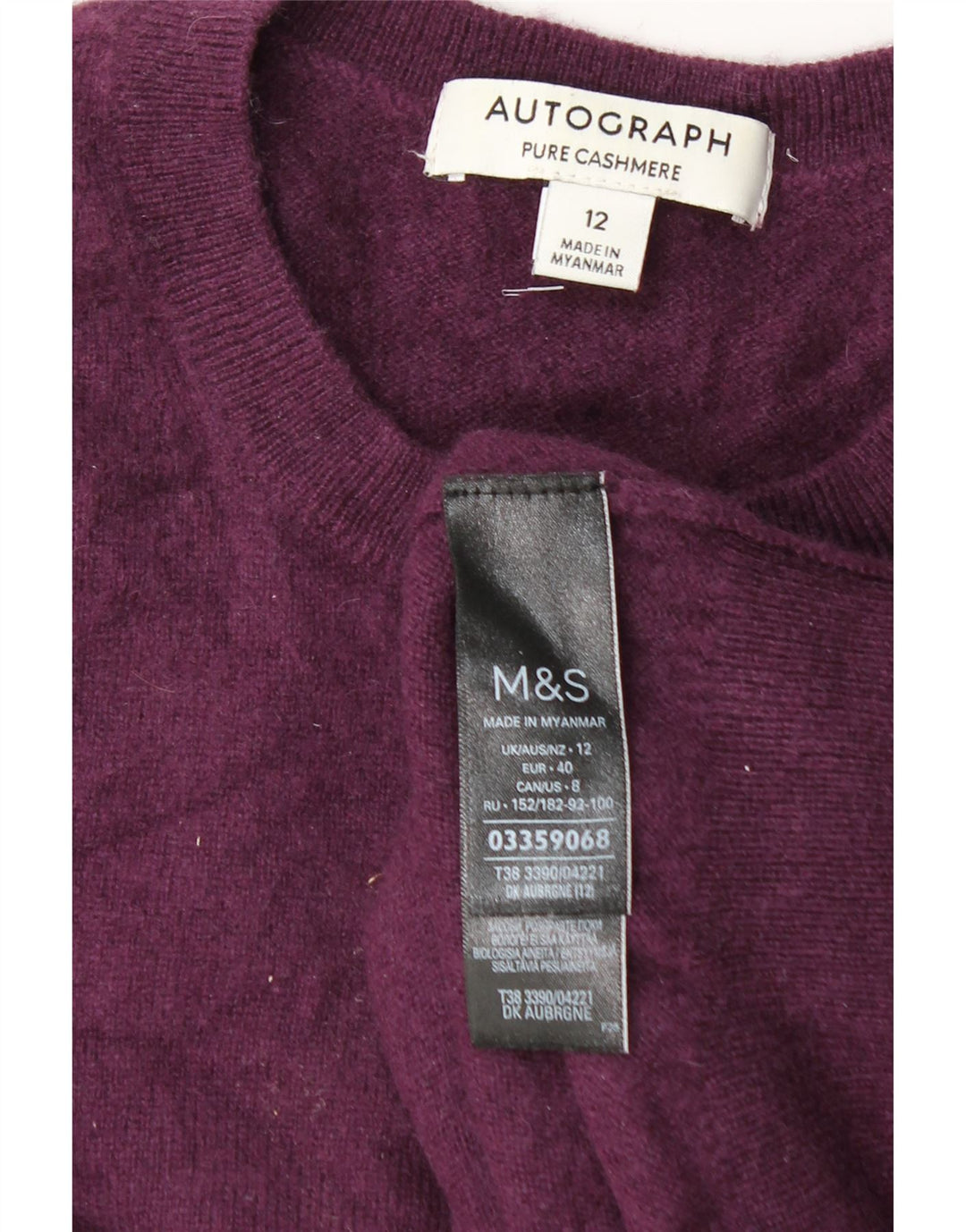 Damski sweter Marks & Spencer z okrągłym dekoltem, UK 12, średni fiolet
