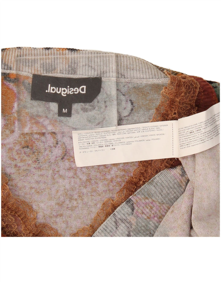 Damski sweter Desigual z dekoltem w kształcie litery V, UK 14, średni, wielokolorowy