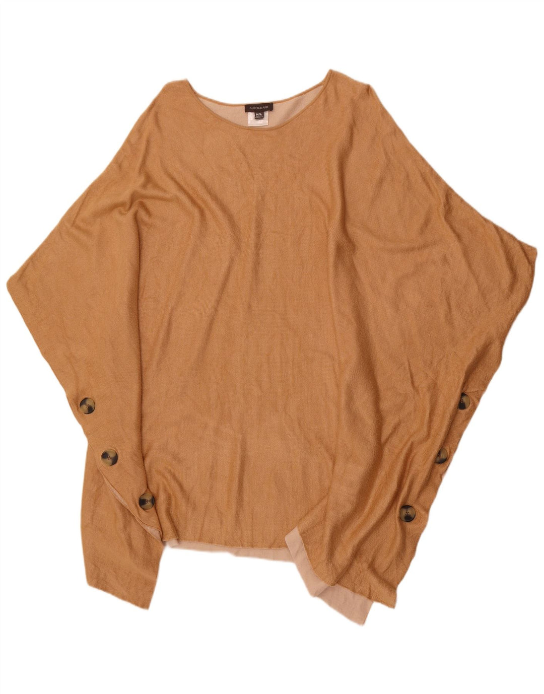 Damski sweter ponczo z autografem UK 14, średni beż, bawełna