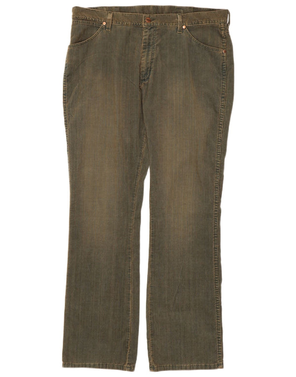 Męskie spodnie sztruksowe WRANGLER Bootcut W38 L34, bawełna khaki