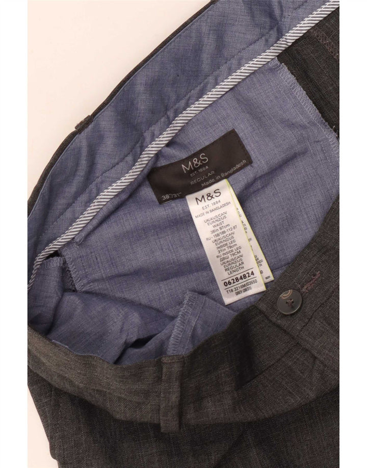 Marks & Spencer Męskie proste spodnie garniturowe W38 L31 Szary poliester