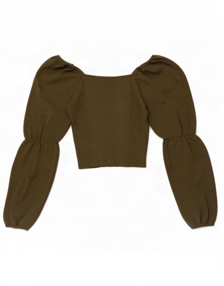 Damski krótki top z długim rękawem Zara UK 8 Small Green