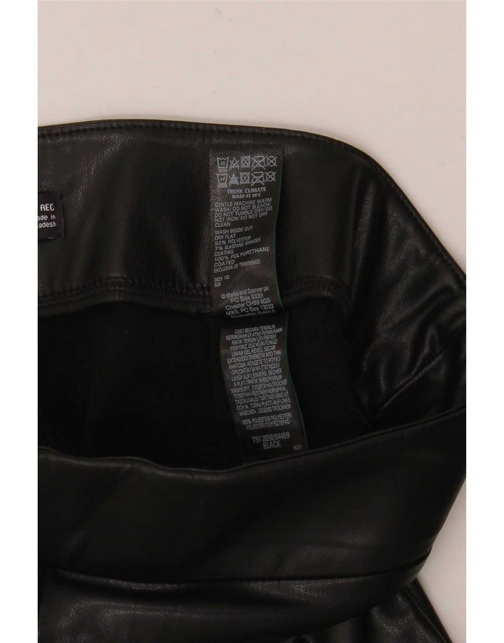 Damskie legginsy Marks & Spencer ze sztucznej skóry UK 12, średni czarny poliester