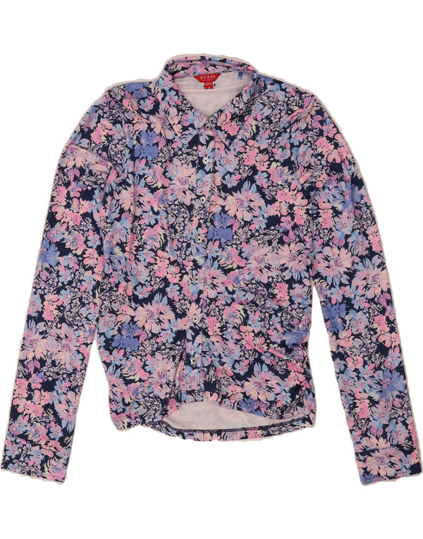 GUESS Womens Shirt Blouse UK 12 Medium Pink Floral Polyester