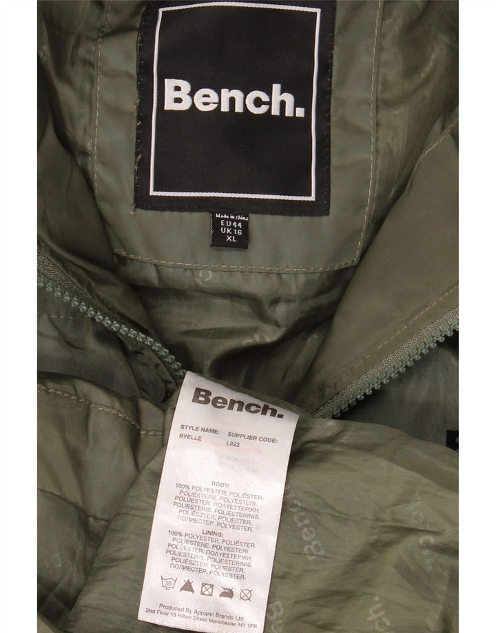 Damski płaszcz z kapturem i podszewką Bench, duży, UK 16, duży, khaki, poliester