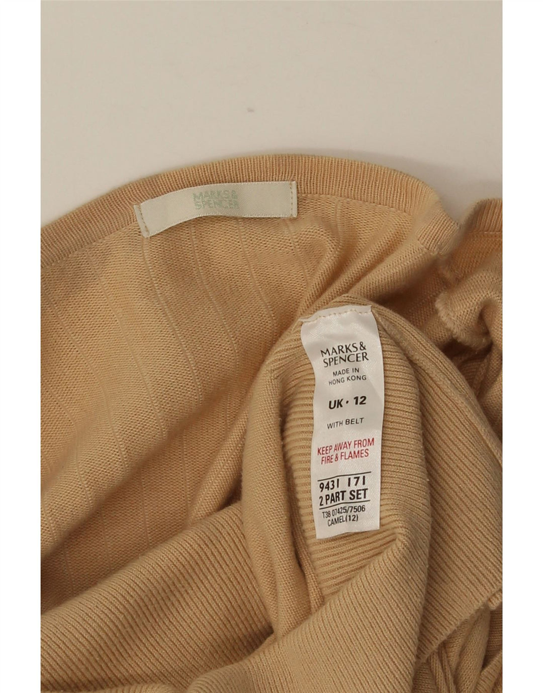 MARKS & SPENCER Krótki sweter damski UK 12, średni beż, bawełna