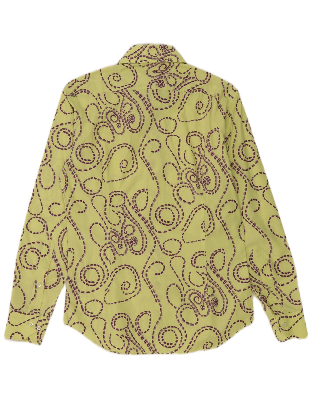 Koszula męska w stylu vintage, abstrakcyjny wzór, slim fit, rozmiar 39 15 1/2, średni żółty