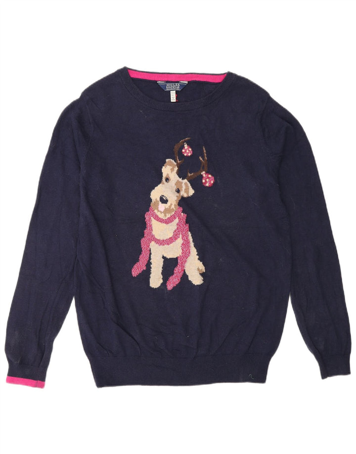 Sweter damski Joules z dekoltem w łódkę UK 14, duży, granatowy, świąteczny