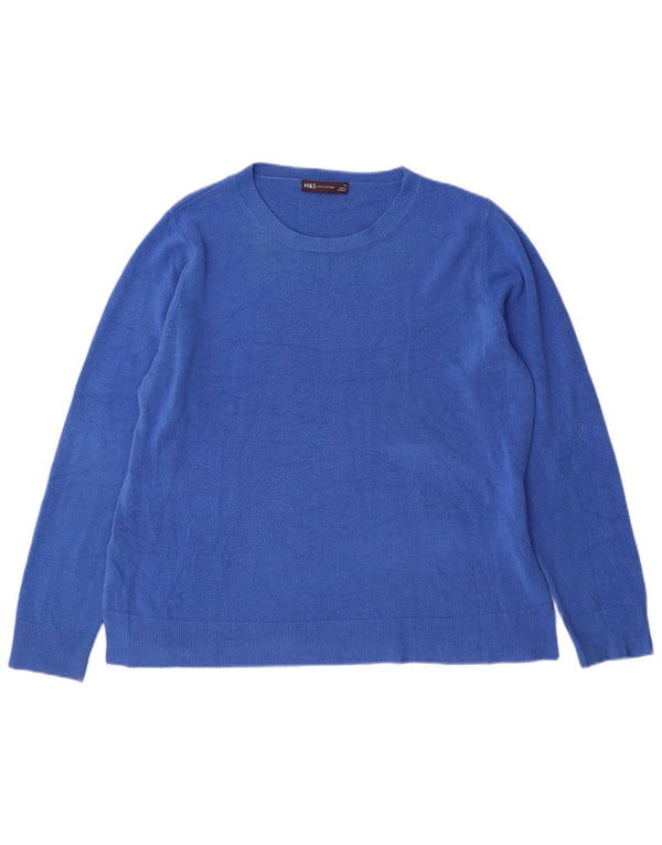Marks & Spencer Damski sweter z dekoltem w łódkę, UK 18 XL, niebieski akryl