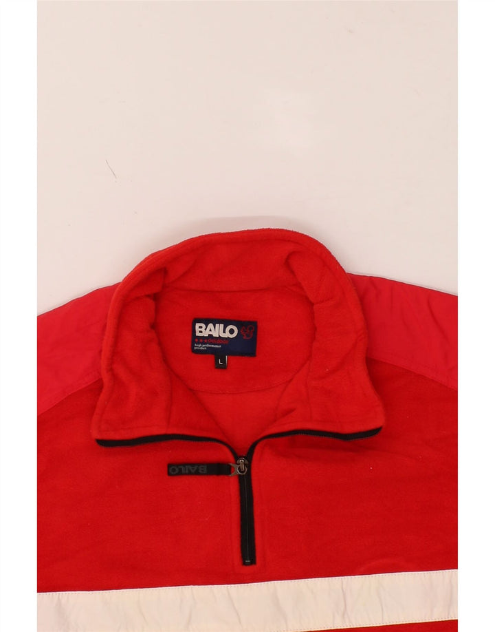 BAILO Mens Zip Neck Fleece Jumper Large Red Colourblock Polyester Vintage Bailo and Second-Hand Bailo from Messina Hembry 