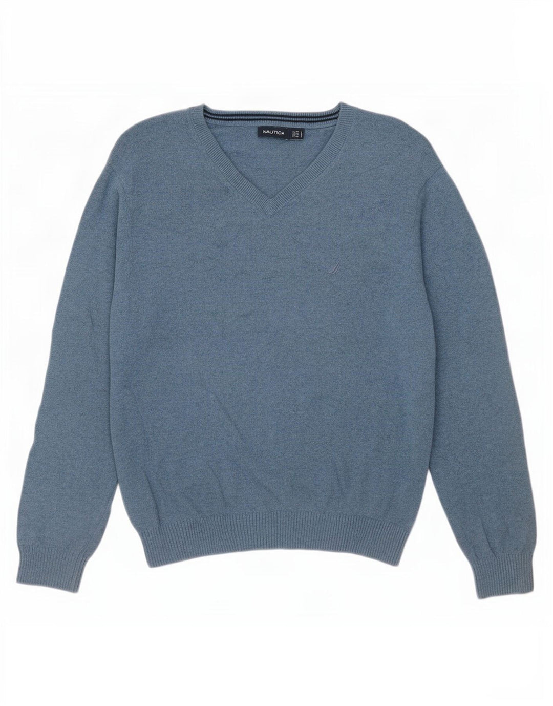 Męski sweter Nautica z dekoltem w kształcie litery V, duży, niebieski, bawełniany