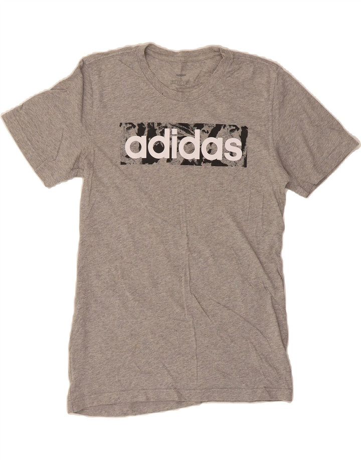 ADIDAS Mens Graphic T-Shirt Top Small Grey Cotton Vintage Adidas and Second-Hand Adidas from Messina Hembry 