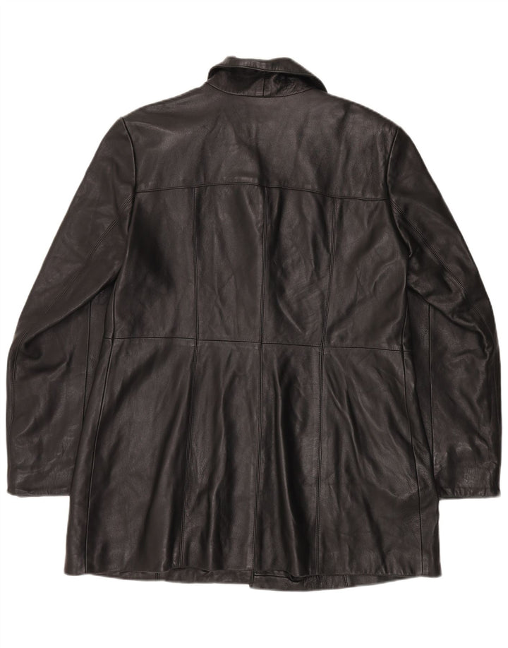 Damski płaszcz skórzany VINTAGE IT 48 XL, czarny octan