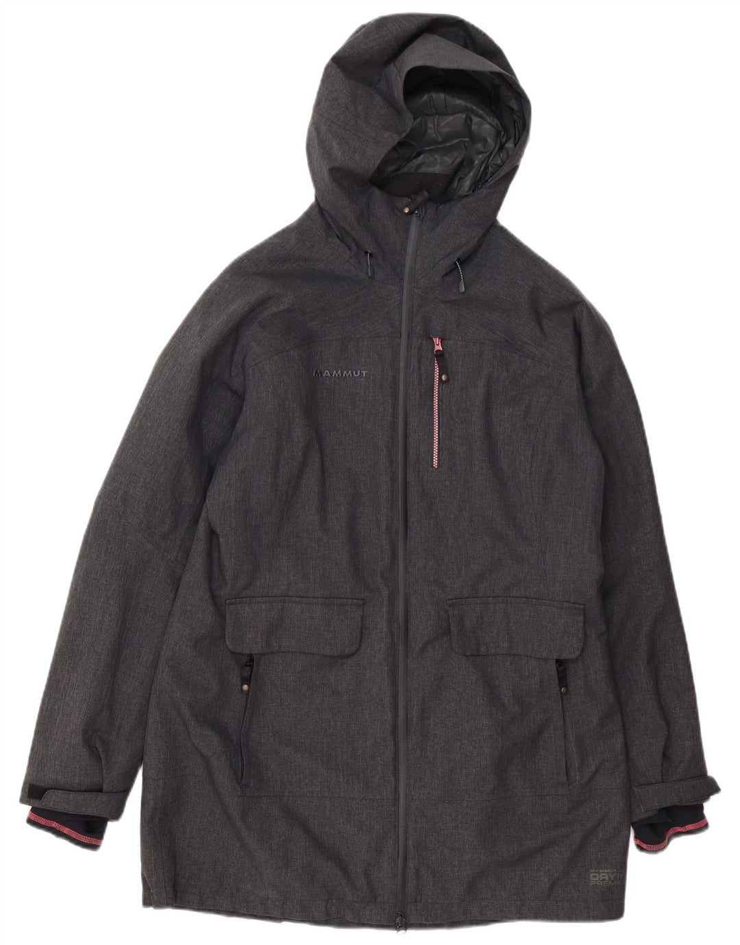 Damski płaszcz wiatrówka z kapturem MAMMUT UK 16, duży, szary poliester