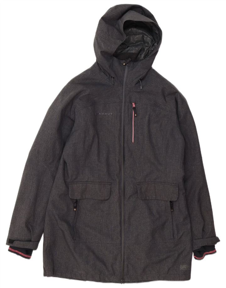 Damski płaszcz wiatrówka z kapturem MAMMUT UK 16, duży, szary poliester