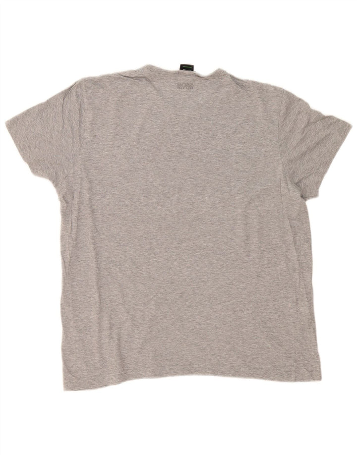 Męski T-shirt z grafiką Hugo Boss o regularnym kroju, duży, szary, bawełniany