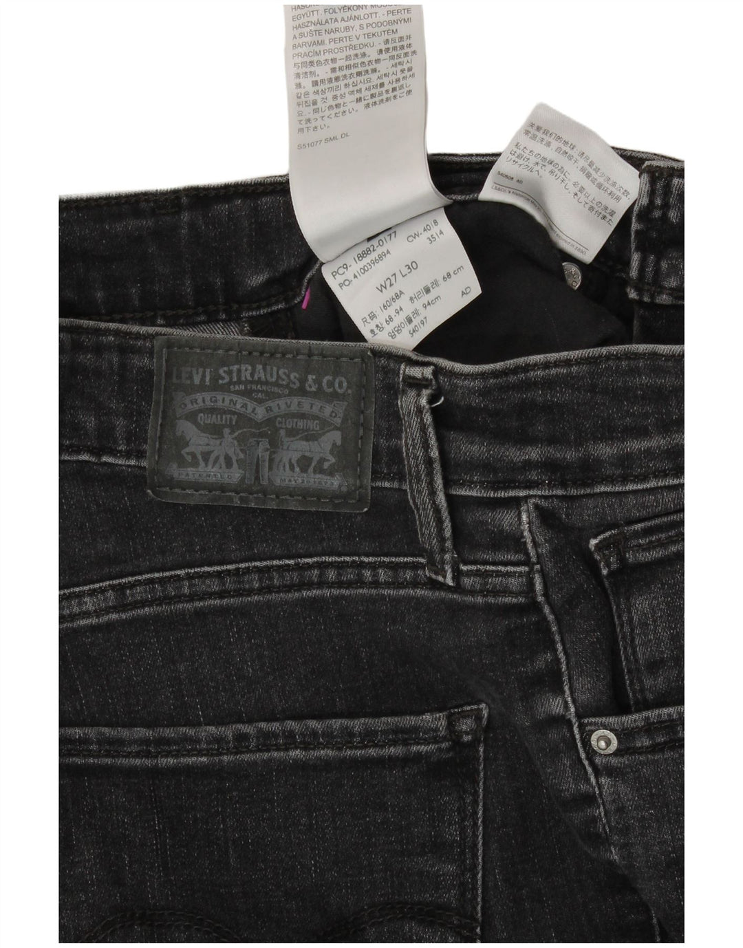 Damskie jeansy LEVI'S 721 z wysokim stanem W27 L30 Szara bawełna