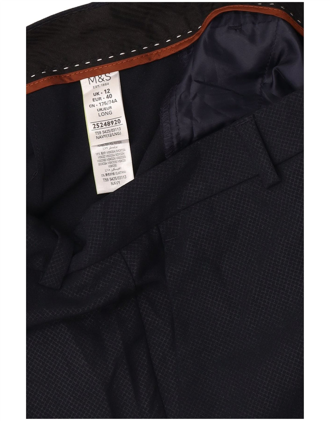 Damskie spodnie garniturowe Marks & Spencer UK 12 Medium W32 L32 Granatowa kratka