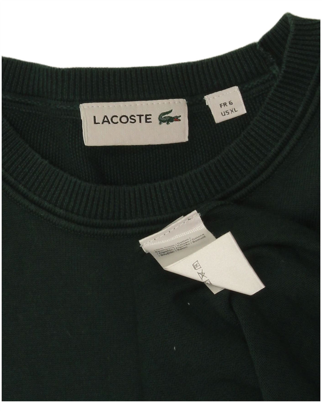 Męski sweter Lacoste z okrągłym dekoltem, rozmiar 6 XL, zielona bawełna