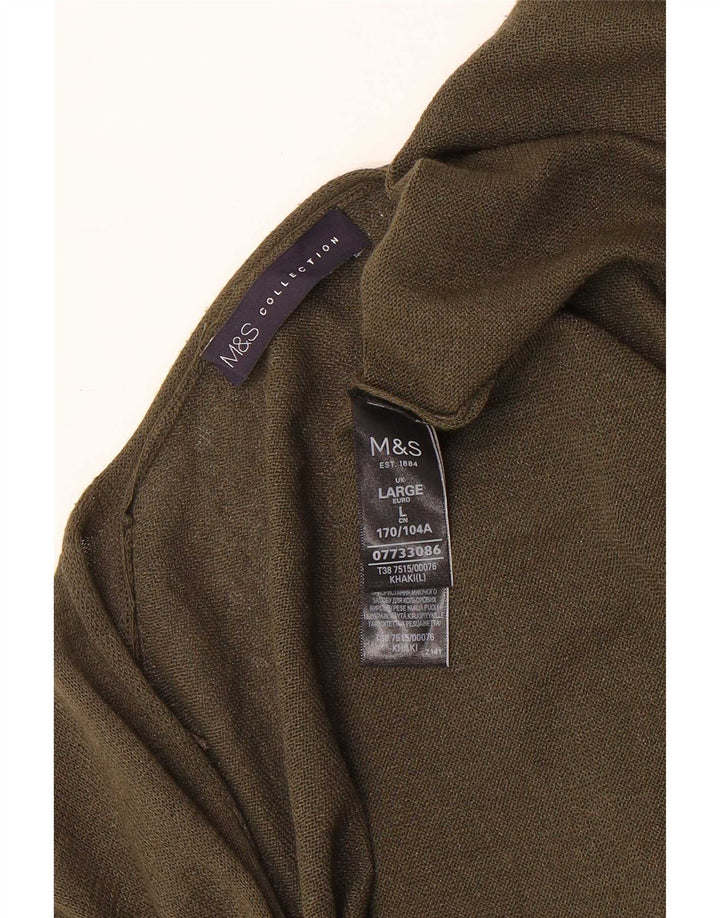 Marks & Spencer Damski sweter z długim rękawem, rozpinany, UK 16, duży, khaki