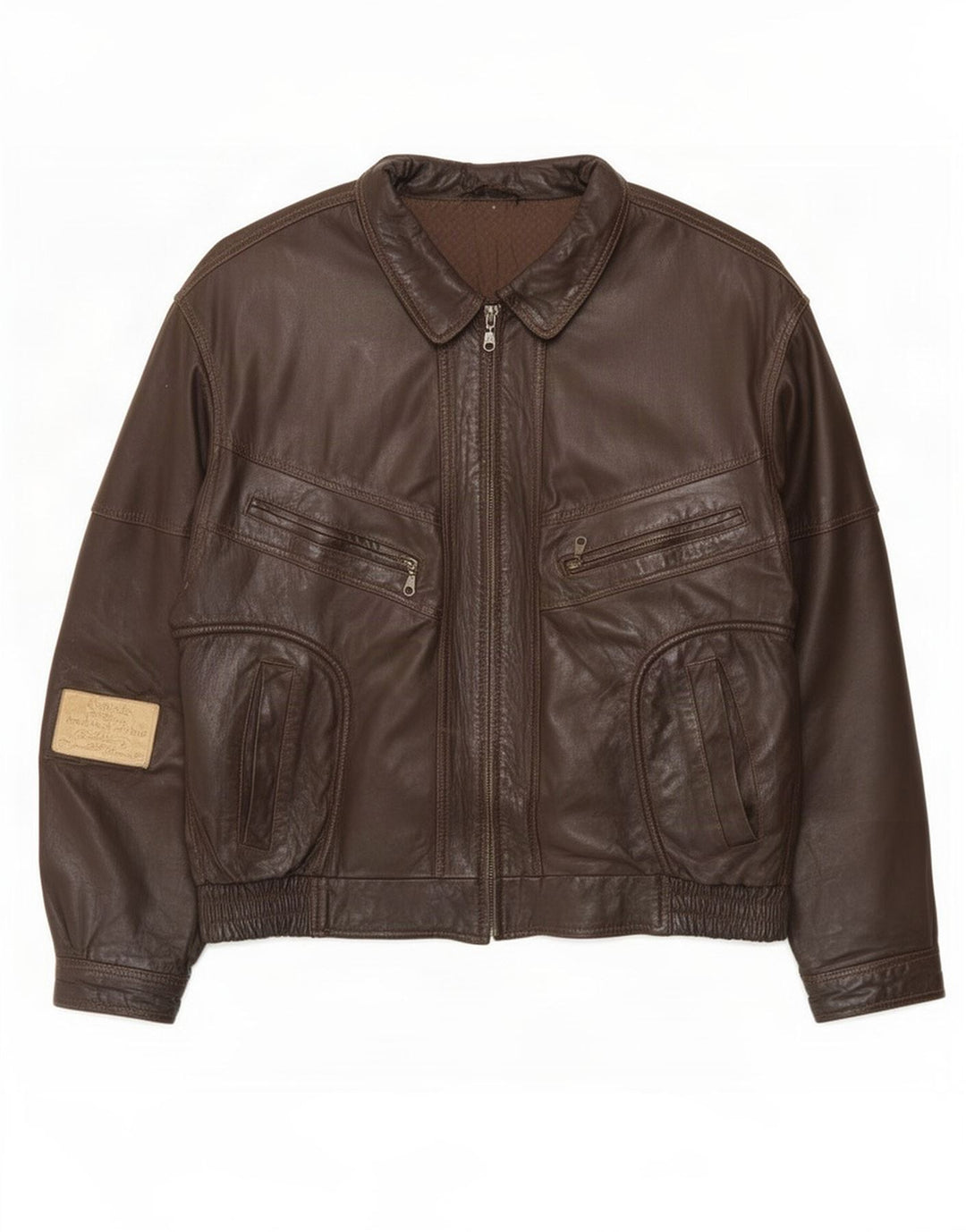 CLASSIC Męska kurtka skórzana UK 42 XL brązowa