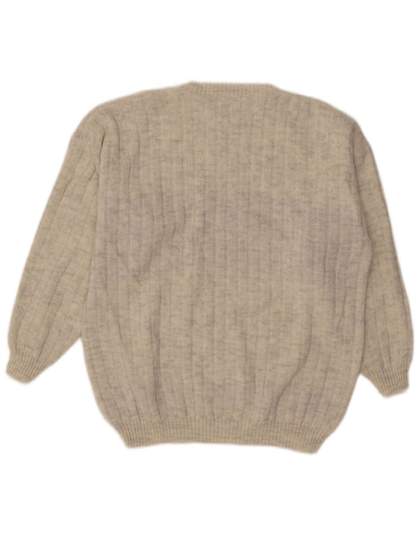 Vintage męski sweter z okrągłym dekoltem XL szary Argyle/diament