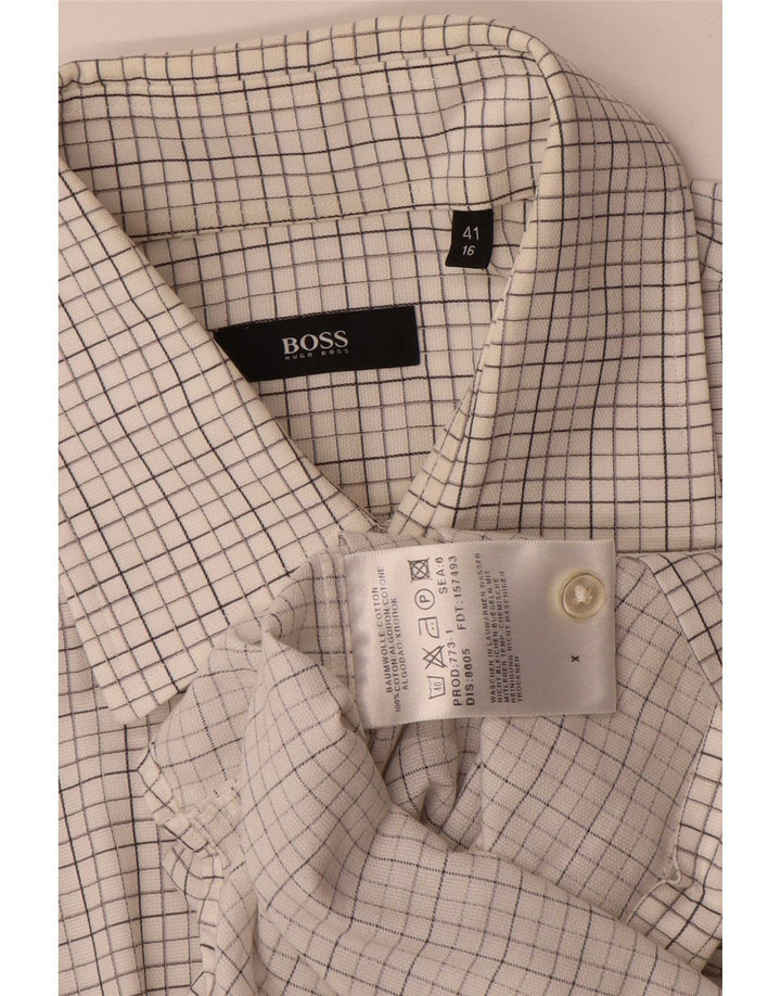 Koszula męska Hugo Boss rozmiar 41 16, duża, bawełniana w białą kratkę