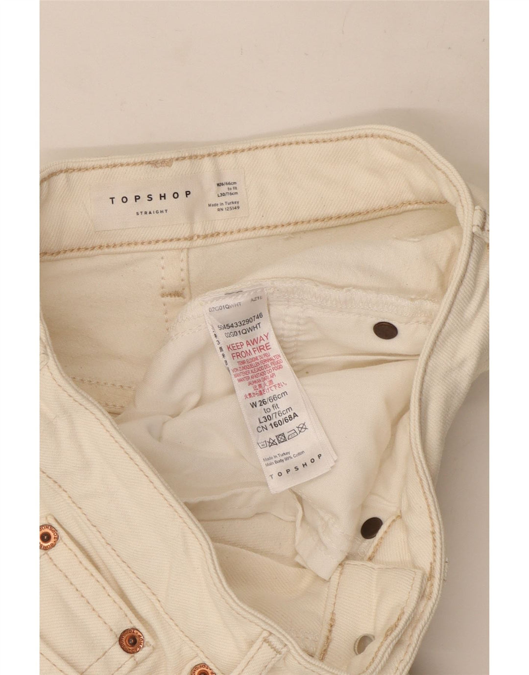 Damskie proste dżinsy Topshop W26 L24 Biała bawełna