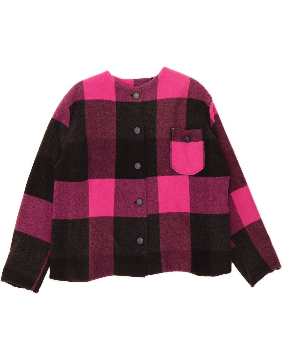 VINTAGE Womens 5 Button Blazer Jacket UK 16 Large Pink Check Vintage Vintage and Second-Hand Vintage from Messina Hembry 