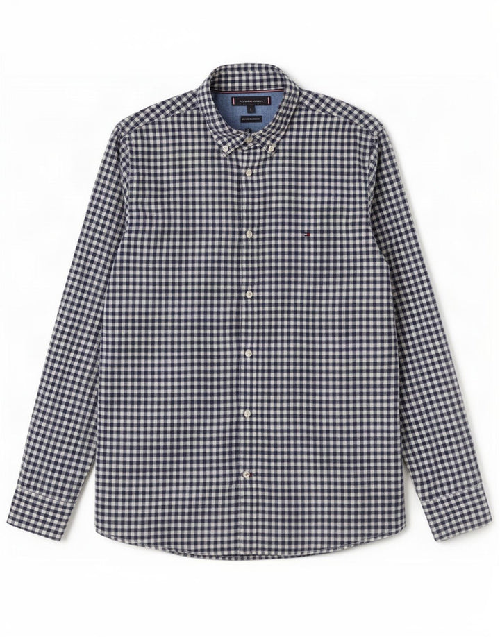 Koszula męska Tommy Hilfiger, duża, bawełniana w kratkę, granatowa