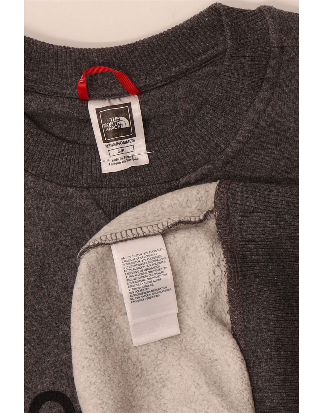 Męska bluza z grafiką The North Face, mała, szara, bawełniana