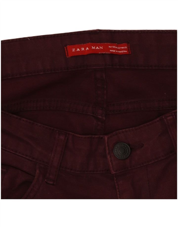 Jeansy damskie Zara W32 L32 Burgundowe